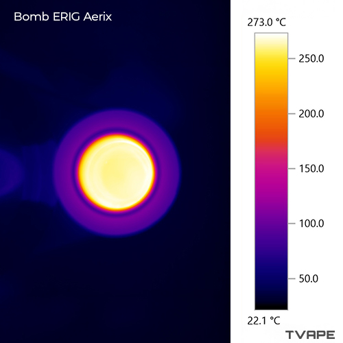 Bomb Aerix Erig close up image with a thermal camera of the heating chamber after a session on 270°C