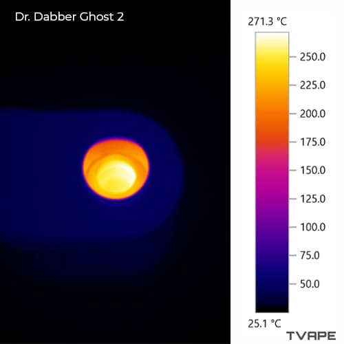 Dr. Dabber Ghost 2 close up image with a thermal camera of the heating chamber after a session on 270°C.