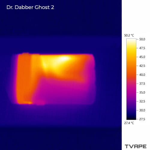 Dr. Dabber Ghost 2 dab pen - a close-up thermal picture of the body of the device after the session.