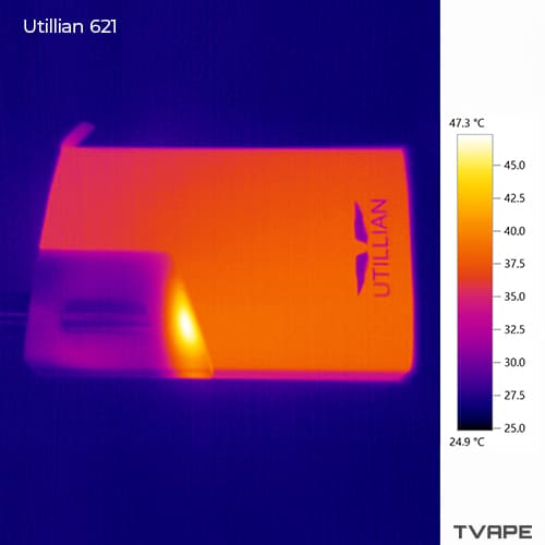 Thermal camera view of Utillian 621 temperature during a session.