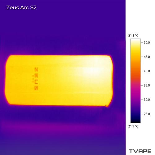 Thermal camera view of Zeus Arc S2 temperature during a session.