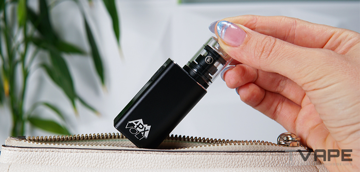 Pulsar APX Volt V3 being put into a purse showcasing its portability