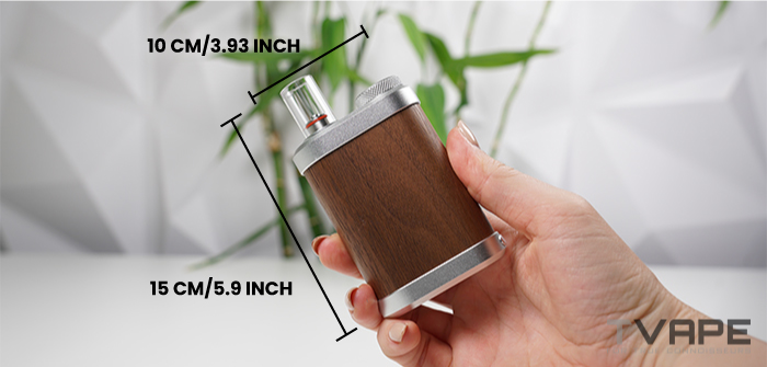 Dimensions of the Tinymight2 portable convection vaporizer