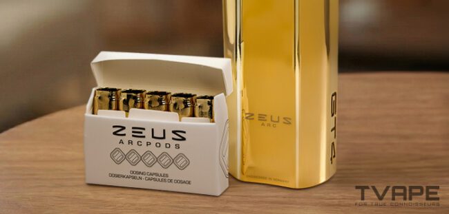 Zeus Arc GT4 vaporizer (Gold Edition) along with concentrate pods