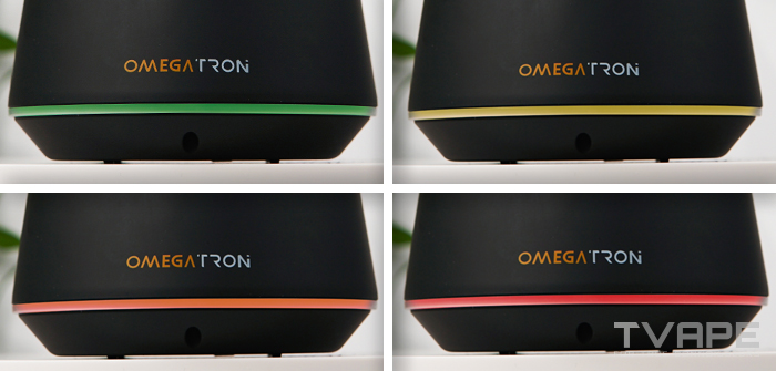 A close-up photo of the LED indicator that is showing different voltage settings on the Tronian Omegatron vapor cup