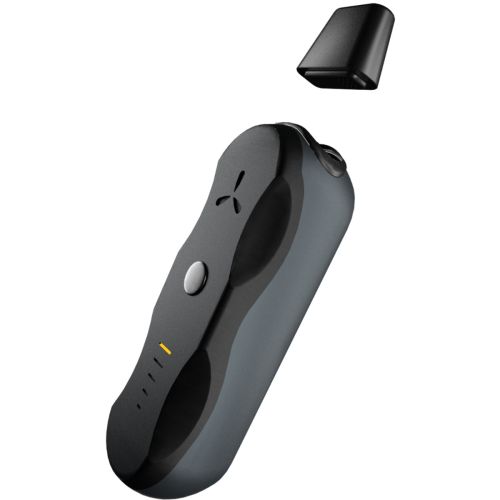 AirVape XS Go with mouthpiece lifted off, showing the loading area and magnetic connection.