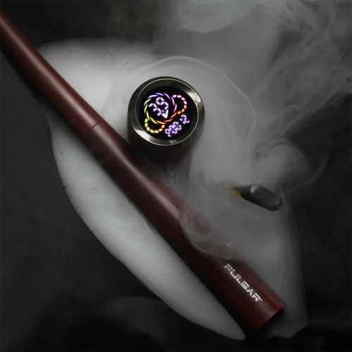 Pulsar 510 DL Wizard Pipe with 510 cartridge, wood stem and round color display in smoke