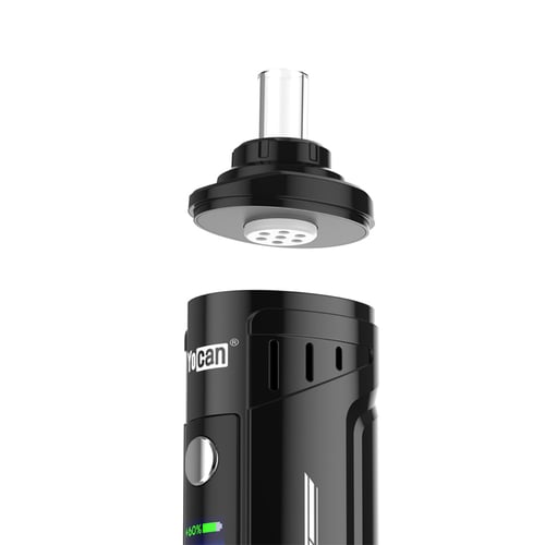 Yocan Hit 2 vaporizer - close-up of the magnetic mouthpiece that is being removed from the vaporizer base