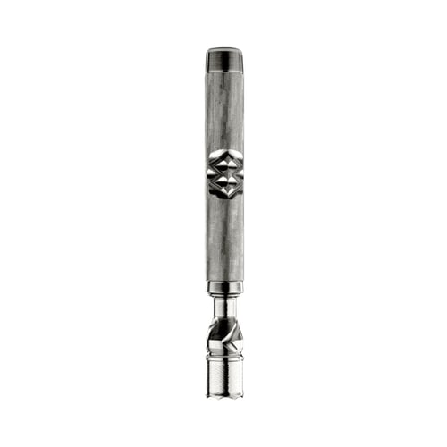 Steel-colored DynaVap M7 portable vaporizer, with a condenser cap, ensuring efficient cooling and vapor retention in compact dry herb devices.