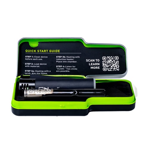 DynaVap G3 vaporizer kit in open case, featuring stainless steel components for portable dry herb vaping with smooth flavor - ideal for cannabis enthusiasts.