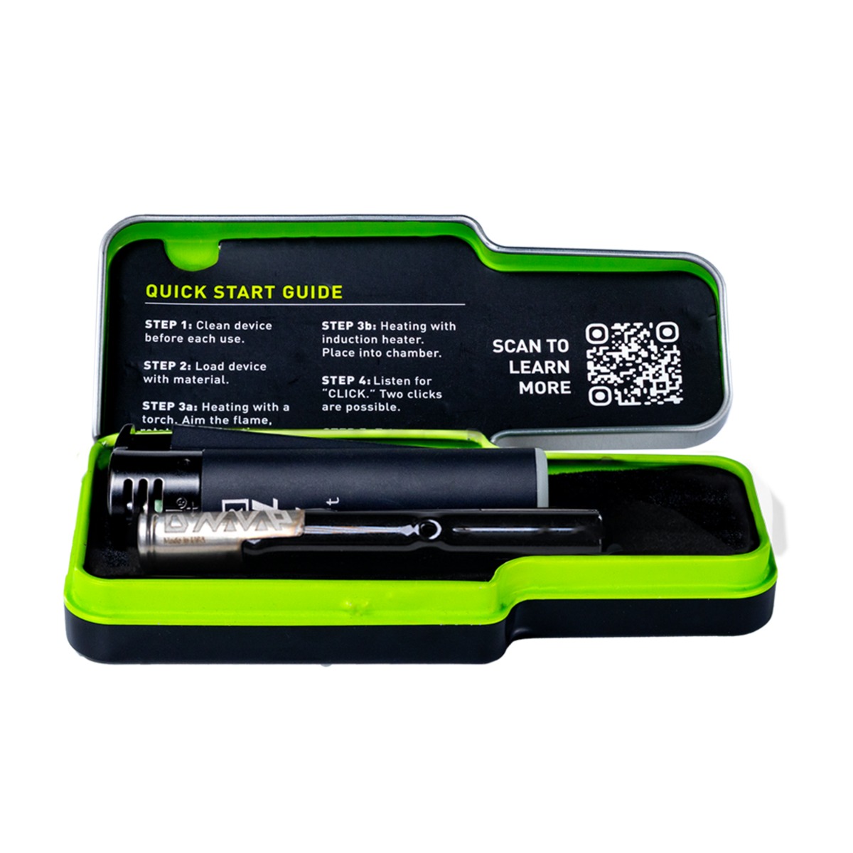 DynaVap G3 vaporizer kit in open case, featuring stainless steel components for portable dry herb vaping with smooth flavor - ideal for cannabis enthusiasts.