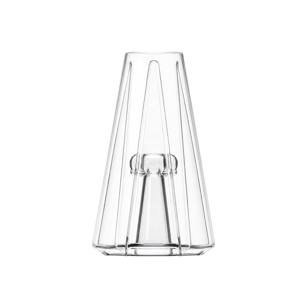 Tronian Omegatron 2 Glass Cup, waterfall-style borosilicate glass vapor cup, front view