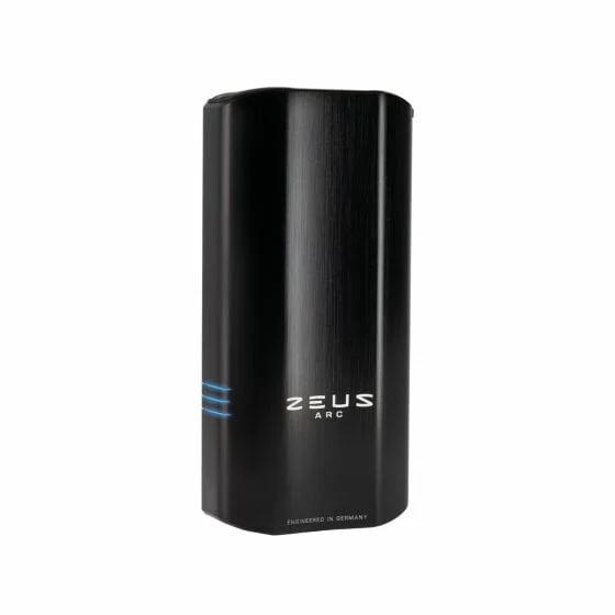 Black Zeus Arc S2 portable vaporizer side view - compact design with USB-C charging and haptic feedback for herbs and concentrates
