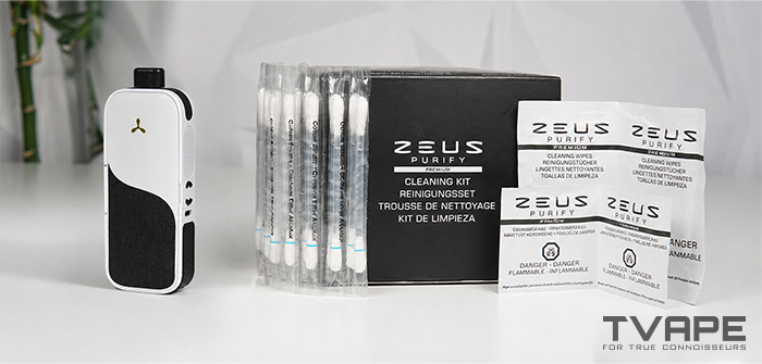 AirVape Legacy Core vaporizer is shown with the Zeus Purify cleaning kit