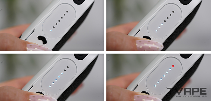 AirVape Legacy Core weed vaporizer - a close-up of the LED indicators that show the temperature settings