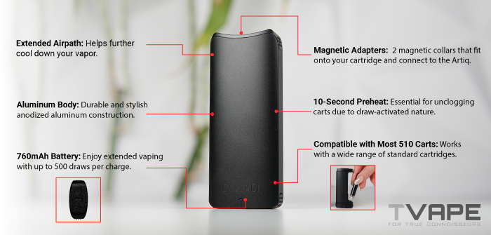 Main Features of DaVinci Artiq 510 Thread Battery