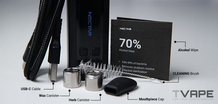 Nectar Hex Dry herb Vaporizer box and parts