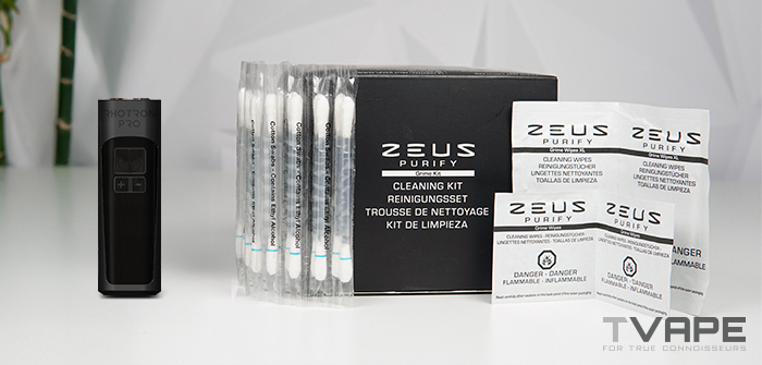 Tronian Rhotron Pro 510 thread battery is shown with Zeus Purify cleaning kit