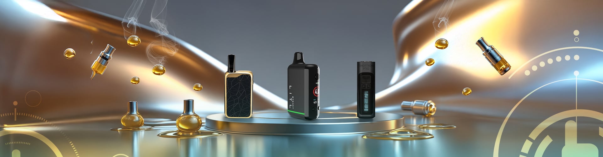 Close-Up of 3 Premium 510 Batteries - Featured in 510 Thread Battery Category Banner