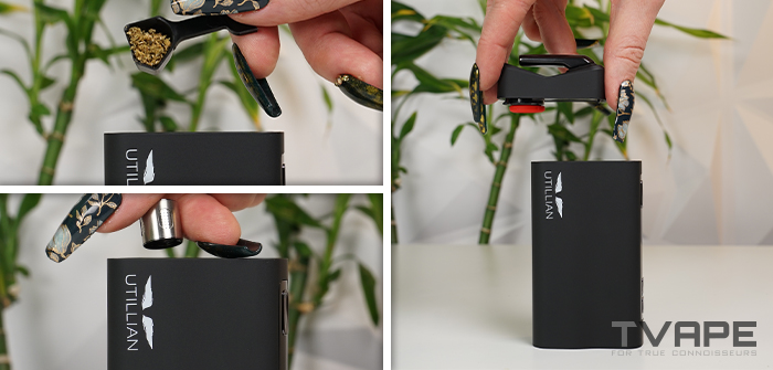 How to load and use the Utillian 850 dry herb vaporizer – herb chamber loading and mouthpiece assembly steps
